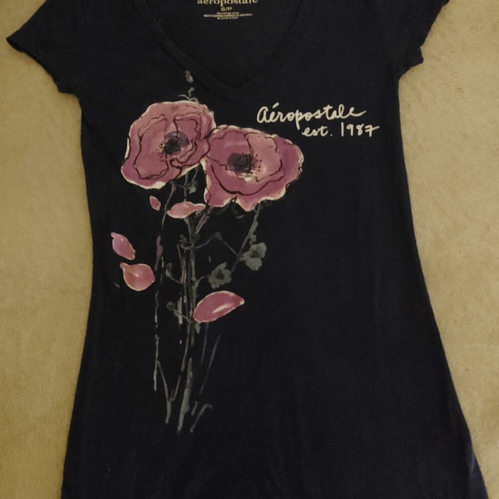 Aeropostale Navy Vintage Girls T-Shirt Size Small